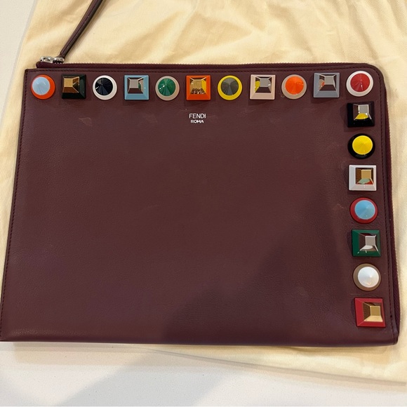 Fendi Studded Leather Clutch Bag - Picture 3 of 11